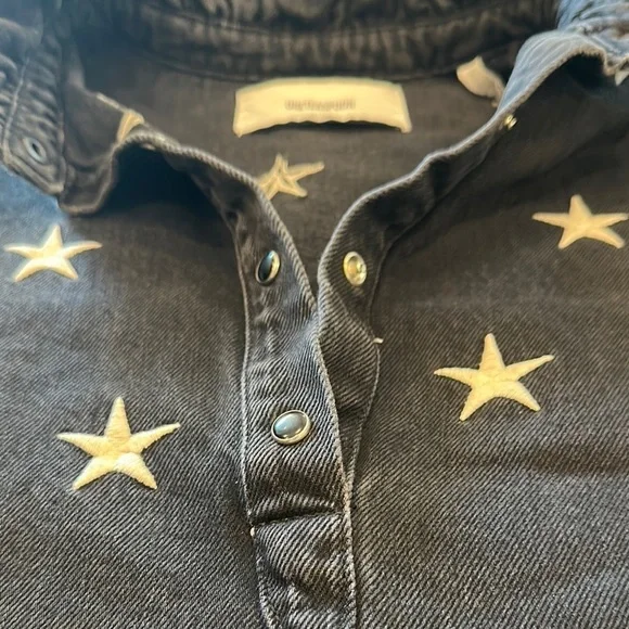 One Teaspoon Star Patterned Black Blouse Size Medium - Picture 5 of 6